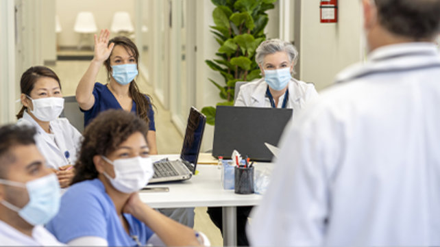 Medical staff in a training class