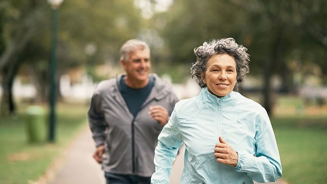 Older adults going for a run