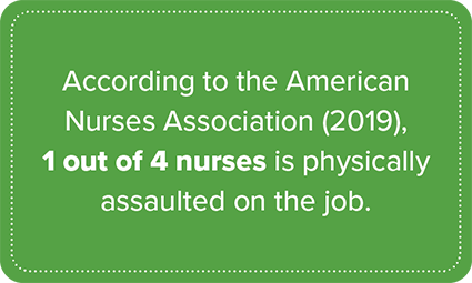 According to the American Nurses Association (2019), 1 out of 4 nurses is physically assaulted on the job.